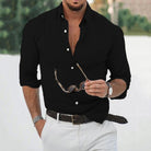 chemise homme manches longues coupe droite en noir