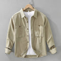chemise homme oversize poches poitrine en kaki clair