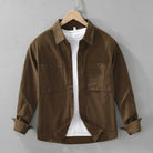 chemise homme oversize poches poitrine en marron foncé