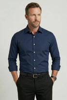 chemise homme slim sans repassage manches longues en marine