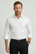 chemise homme slim sans repassage manches longues en blanc