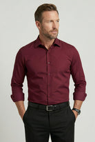 chemise homme slim sans repassage manches longues en rouge