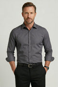 chemise homme slim sans repassage manches longues en gris