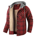 chemise veste homme à capuche doublée manches longues en rouge