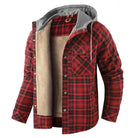 chemise veste homme à capuche doublée manches longues en rouge