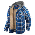 chemise veste homme à capuche doublée manches longues en bleu