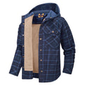 chemise veste homme à capuche doublée manches longues en bleu marine