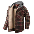 chemise veste homme à capuche doublée manches longues en marron foncé