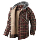 chemise veste homme à capuche doublée manches longues en marron foncé