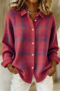 chemisier femme oversize à carreaux manches longues en rose