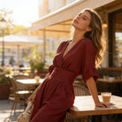 combinaison femme col en v jambes larges