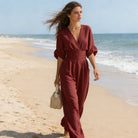 combinaison femme col en v jambes larges
