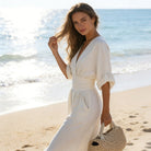 combinaison femme col en v jambes larges