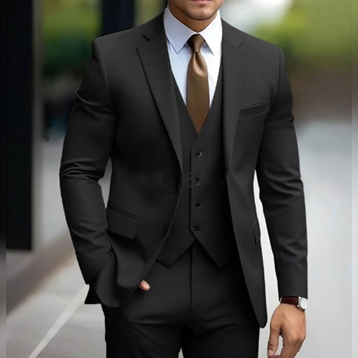 costume 3 pièces homme coupe slim en noir