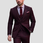 costume 3 pièces homme coupe slim en bordeaux
