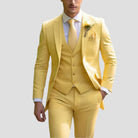 costume 3 pièces homme coupe slim en jaune