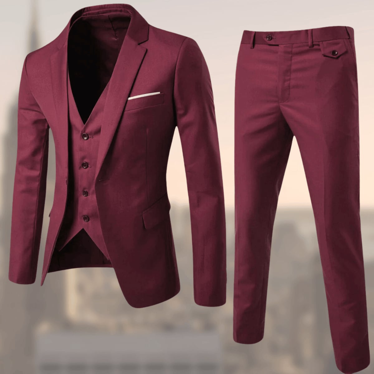 costume 3 pièces homme coupe slim mariage en rouge