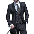 costume 3 pièces homme coupe slim revers satin en noir 