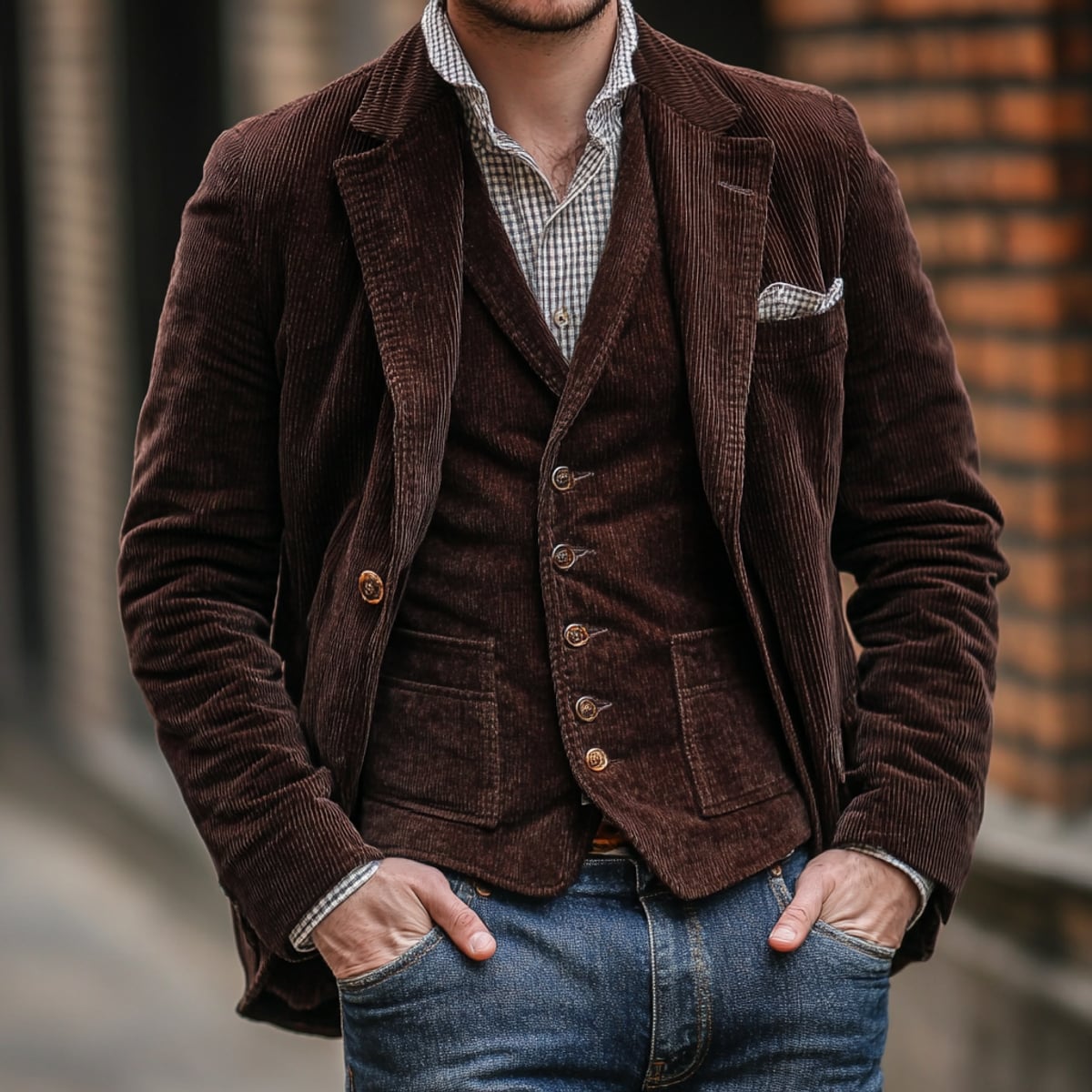 costume blazer homme coupe vintage en marron