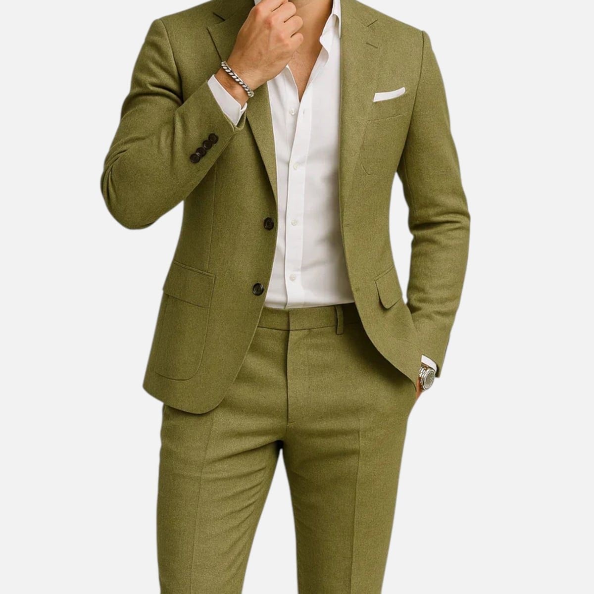 costume homme coupe droite veste et pantalon en vert