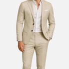 costume homme coupe droite veste et pantalon en beige