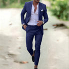 costume homme coupe slim deux pièces en bleu foncé