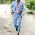 costume homme coupe slim deux pièces en bleu clair