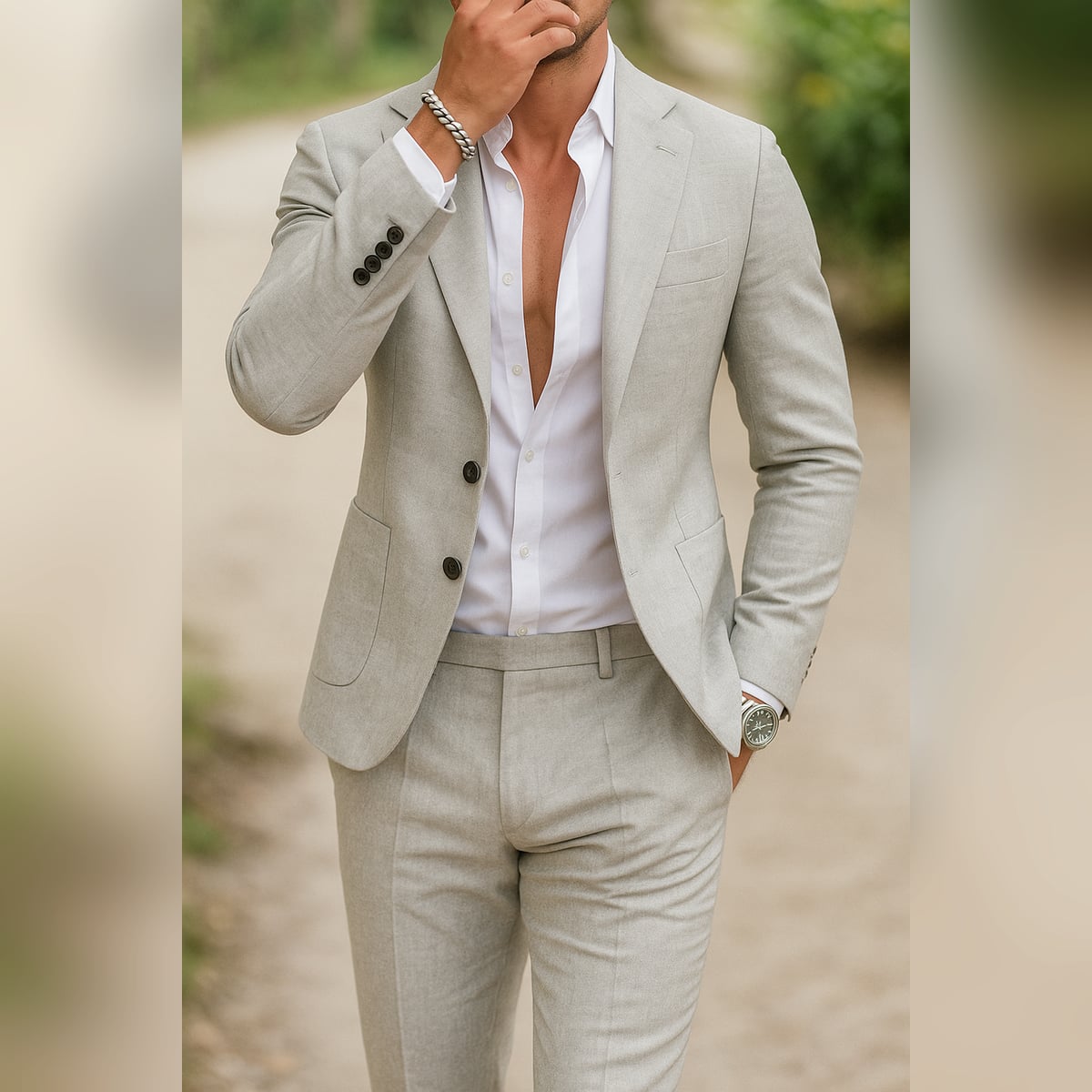 costume homme veste et pantalon coupe slim en gris clair