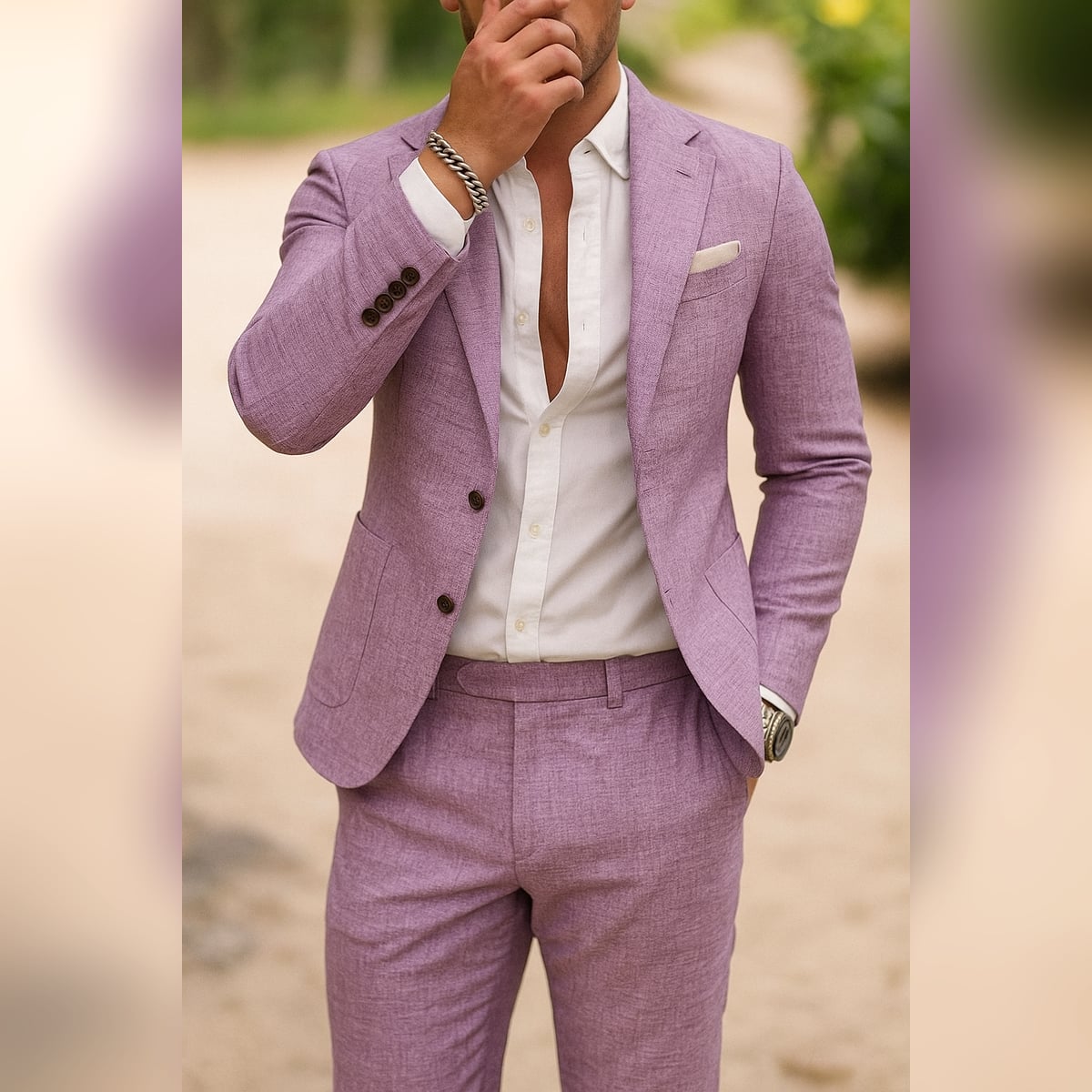 costume homme veste et pantalon coupe slim en violet