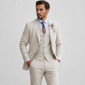 costume trois pièces homme avec gilet en beige