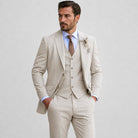 costume trois pièces homme avec gilet en beige