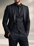costume trois pièces homme coupe slim croisé en noir