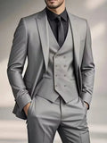 costume trois pièces homme coupe slim croisé en gris