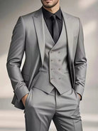 costume trois pièces homme coupe slim croisé en gris