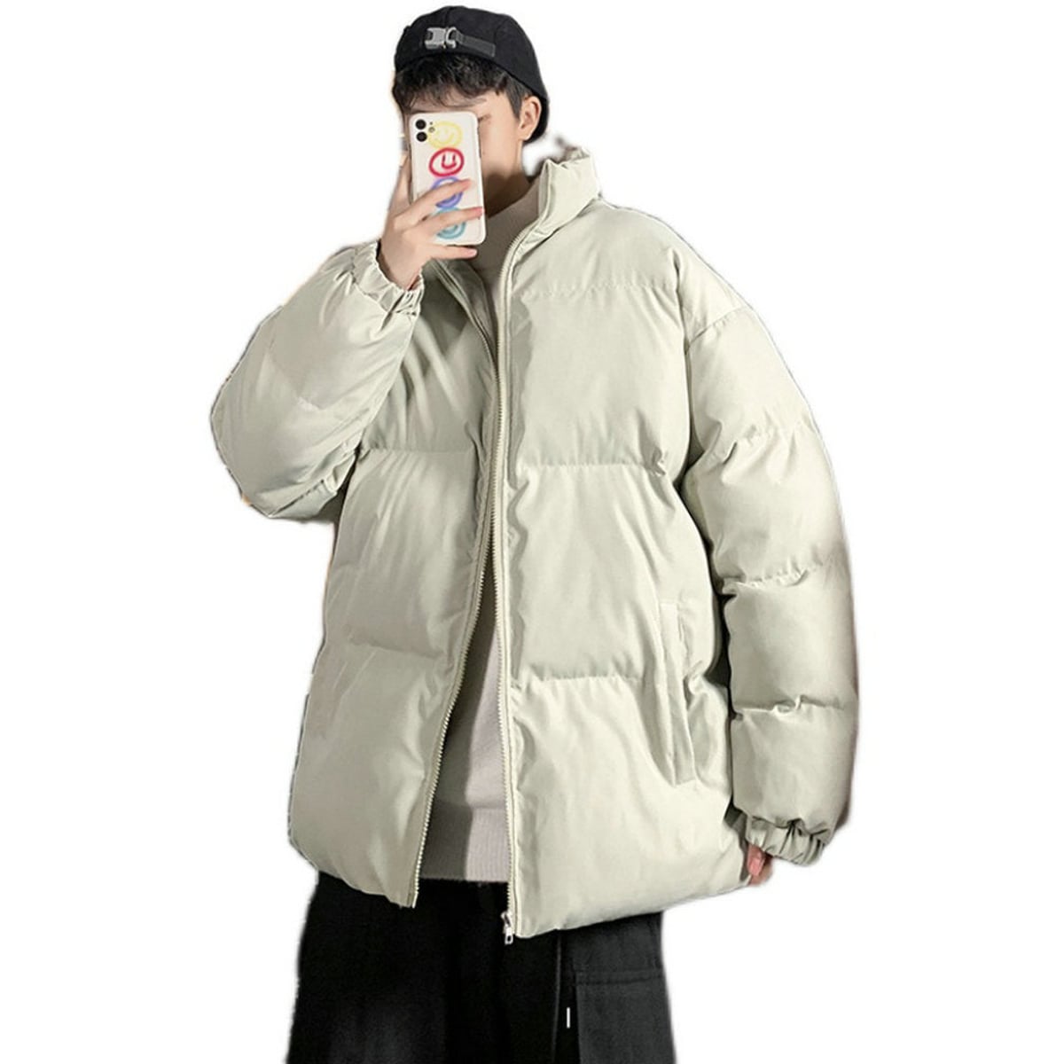 doudoune femme col montant oversize en beige