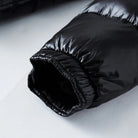 doudoune homme brillante à capuche en noir