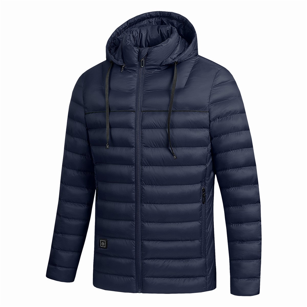 doudoune homme chauffante à capuche en bleu marine