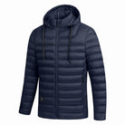 doudoune homme chauffante à capuche en bleu marine