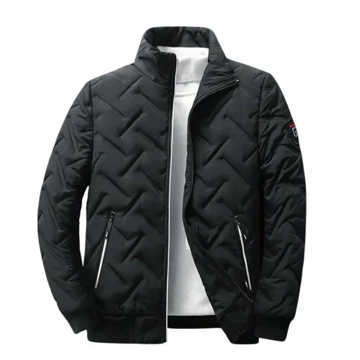 doudoune homme col montant matelassée en noir