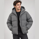 doudoune homme oversize à capuche en gris foncé