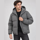 doudoune homme oversize à capuche en gris foncé
