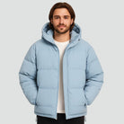 doudoune homme oversize à capuche en bleu clair