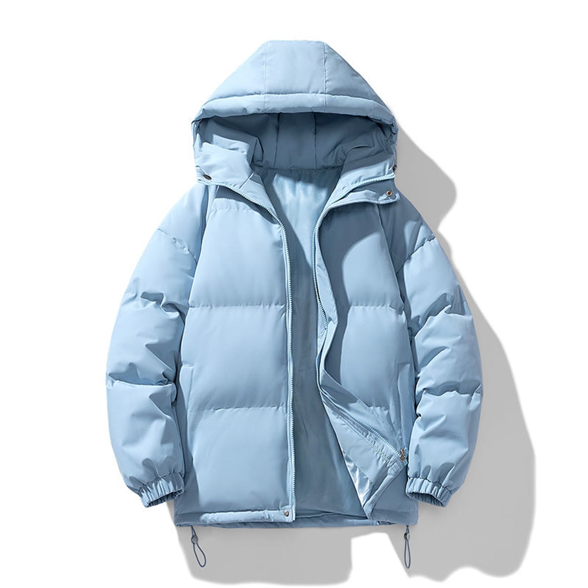 doudoune homme oversize à capuche en bleu clair