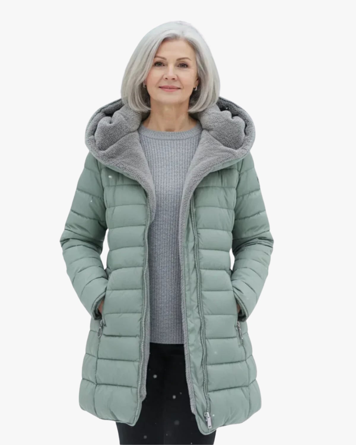 doudoune longue femme à capuche coupe évasée en cyan