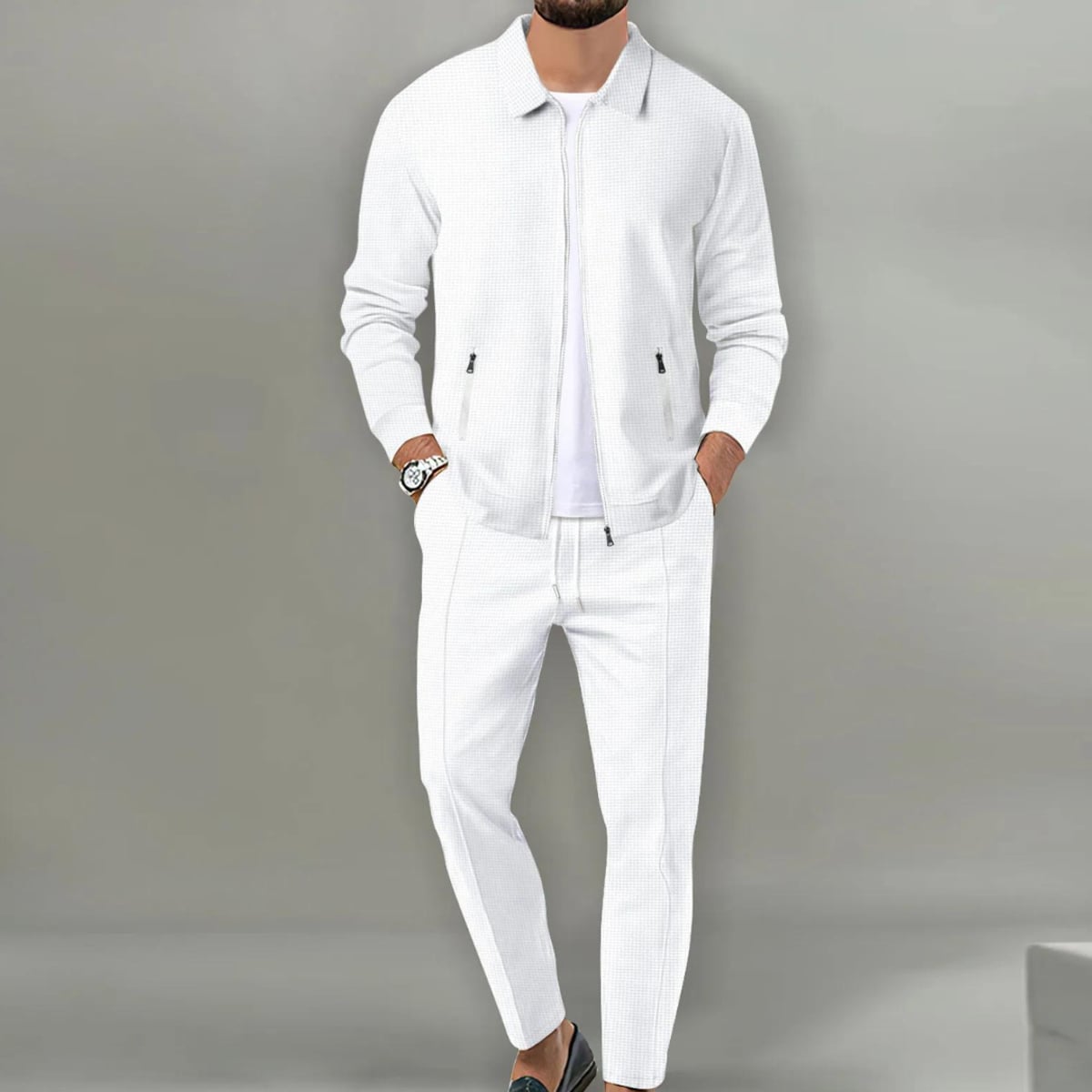 ensemble cardigan homme coupe slim en blanc pour femmes