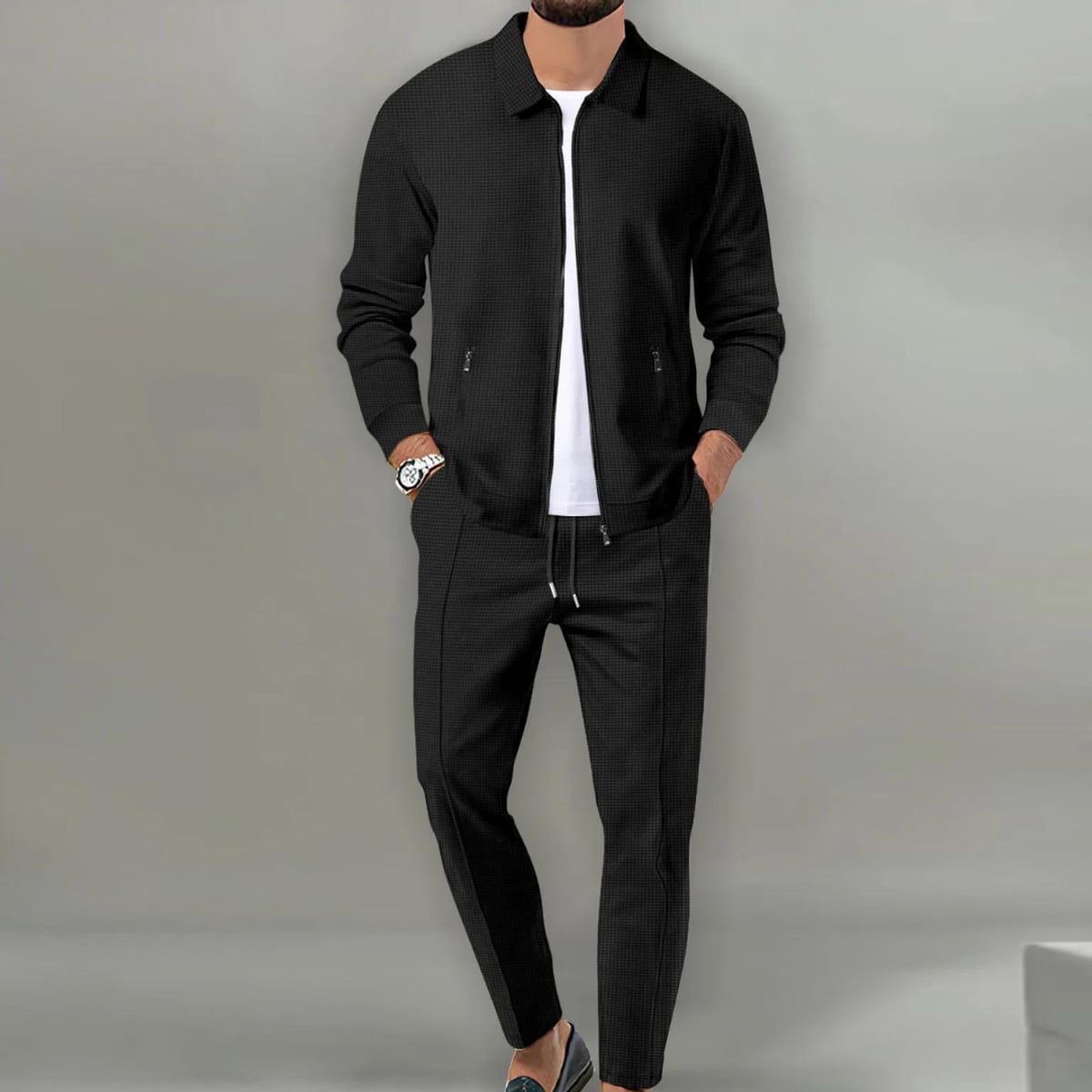 ensemble cardigan homme coupe slim en noir pour femmes