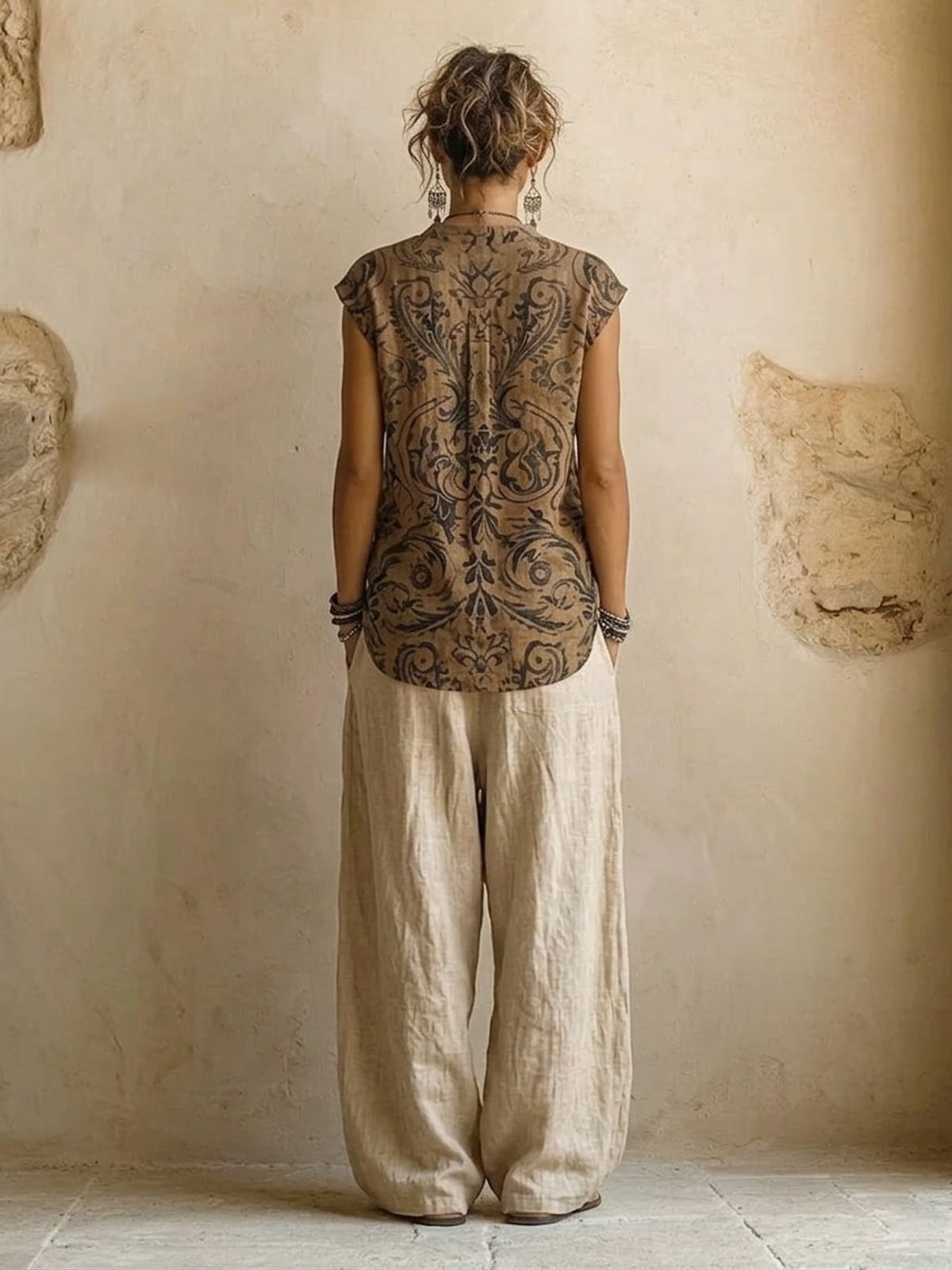 ensemble femme trois pièces wide leg imprimé