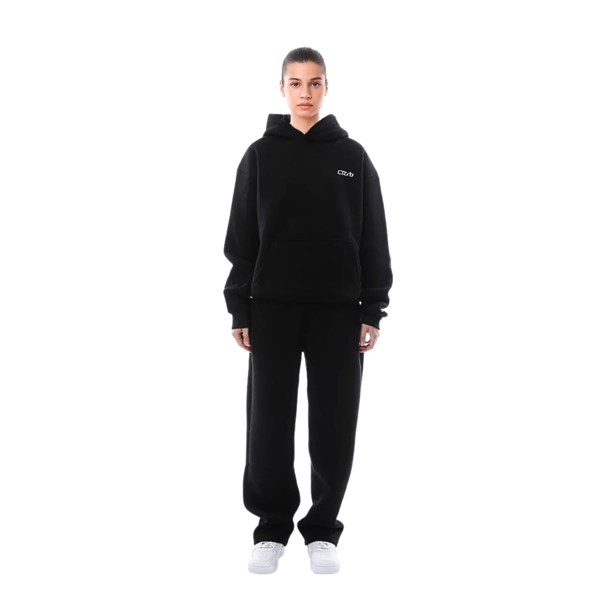 ensemble jogging femme oversize à capuche en noir