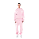 ensemble jogging femme oversize à capuche en rose clair