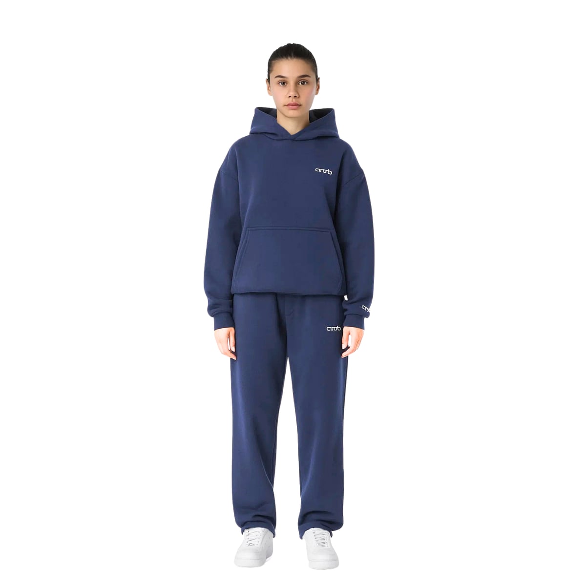 ensemble jogging femme oversize à capuche en bleu